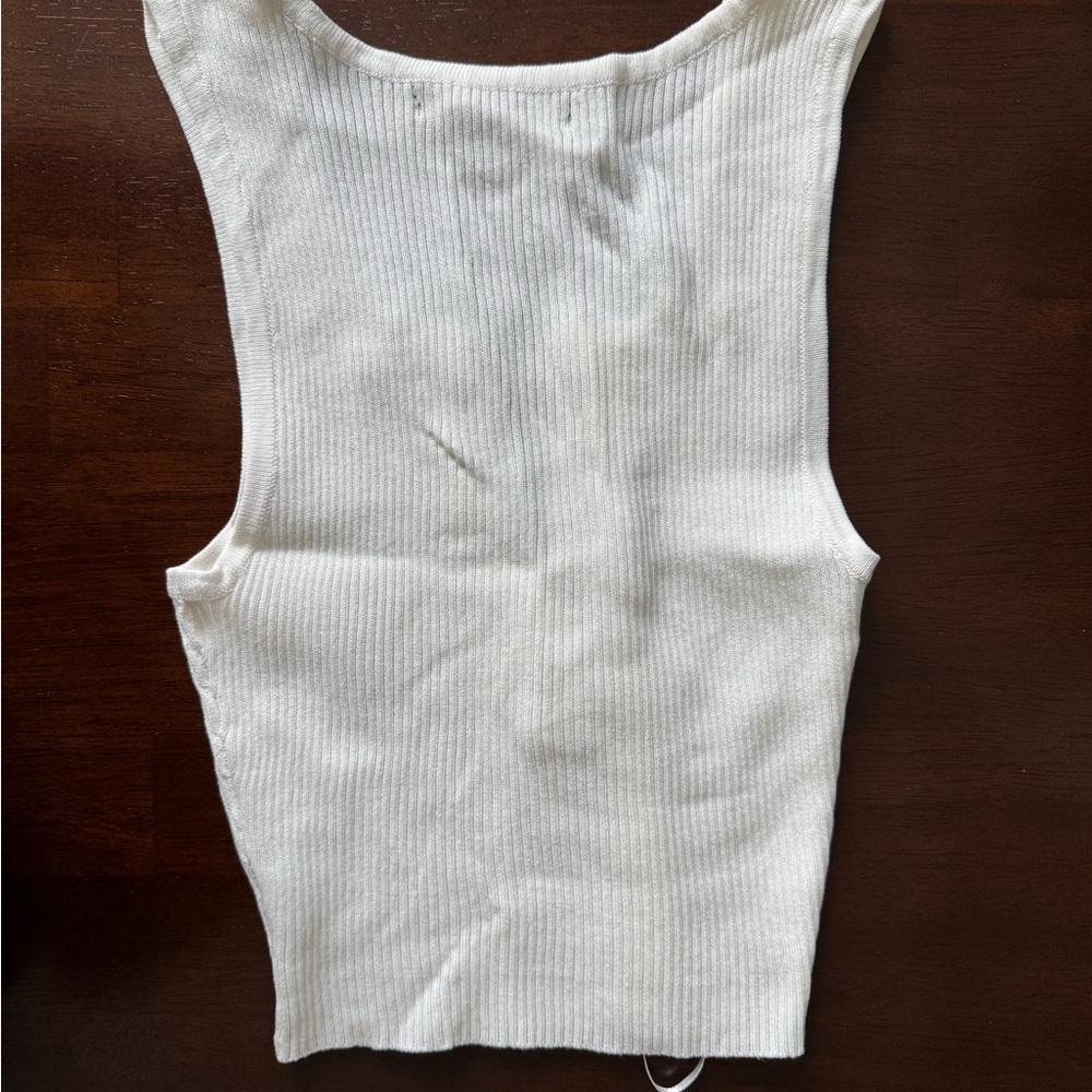 Papaya Cream Ribbed Button-Front Tank Top - Picture 3 of 4